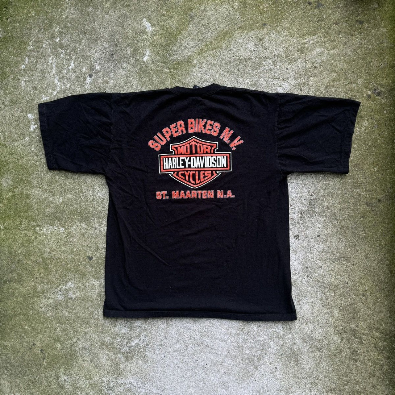 1990s Harley Davidson Chrome Big Logo Tee Oversized