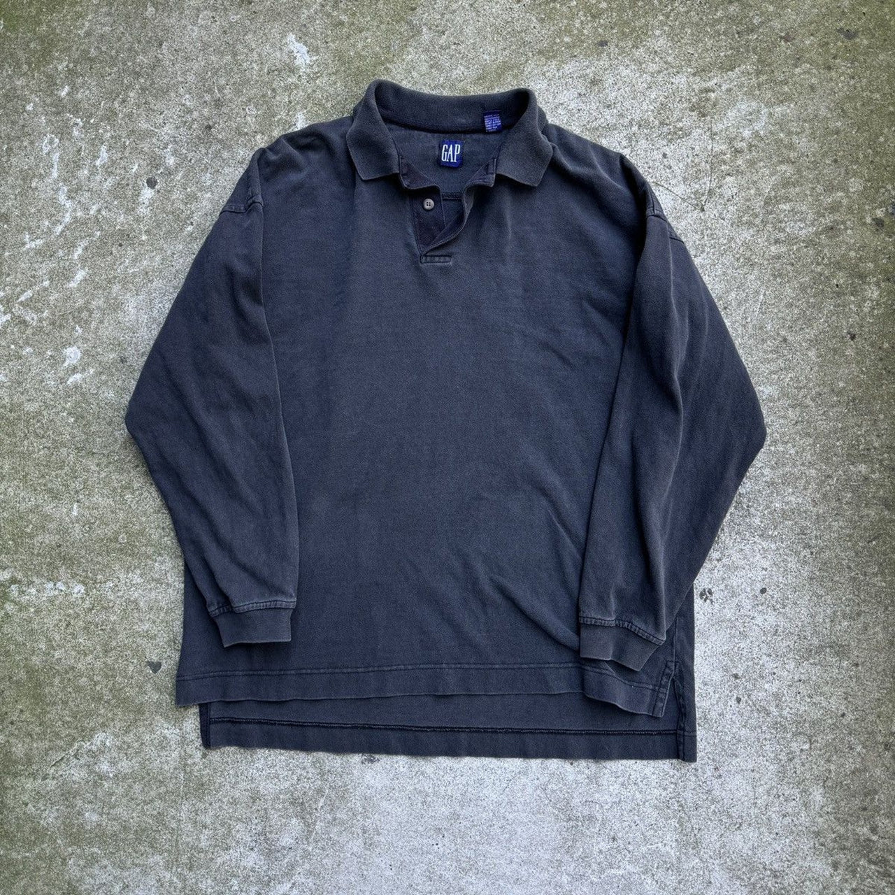 1990s Gap Oversized Faded Black Cotton Shirt