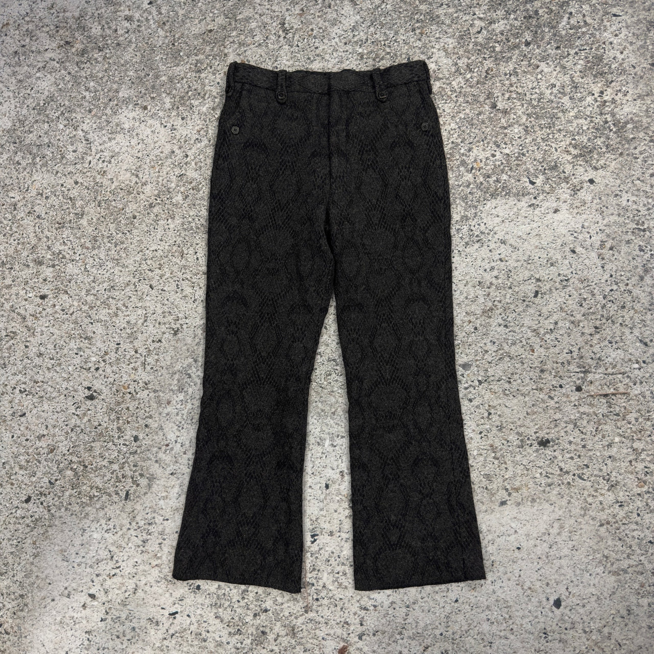 Dries Van Noten Wool Snakeskin Print Flare Trouser Pants