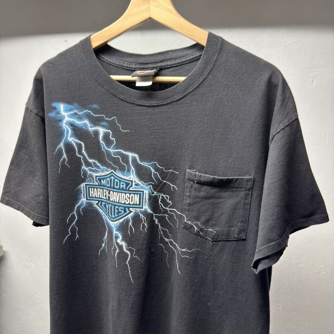 2010s Harley Davidson Lightning Pocket Tee