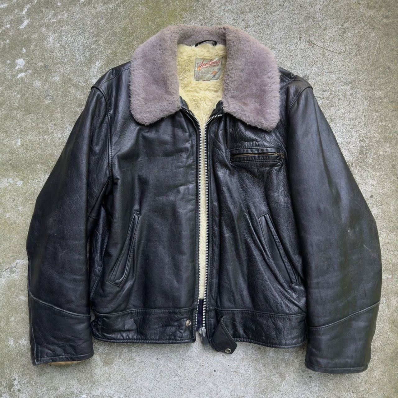 1940s 1950s Leather Horsehide Sheepskin Shearling Jacket