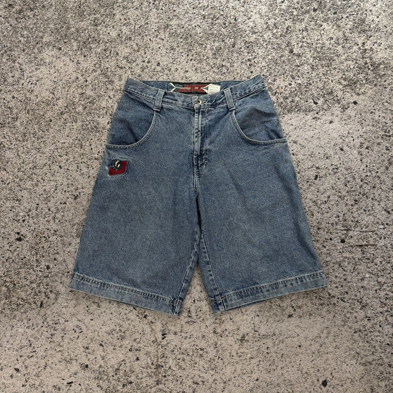 1990年代 JNCOジーンズ スカンクストライプ バギー ワイドレッグ デニム スケーターショーツ