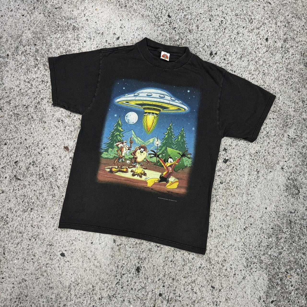 1990年代 色褪せたルーニー・テューンズ UFO Tシャツ