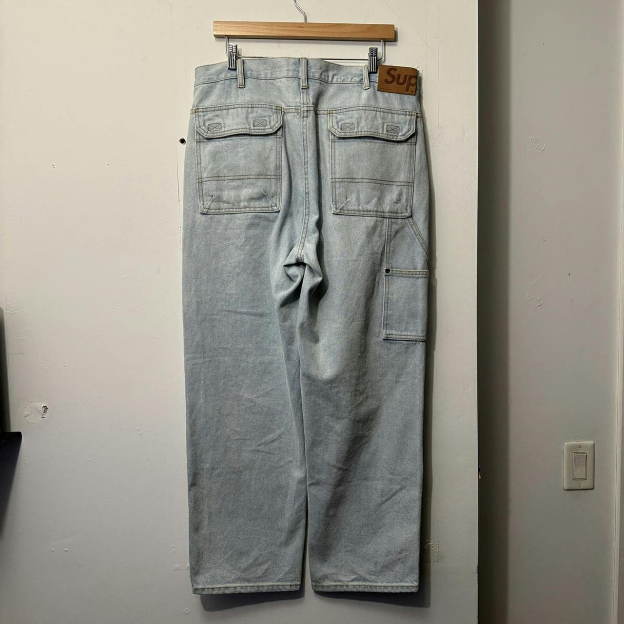 SUPREME SS22 DOUBLE KNEE DENIM LIGHT WASH UTILITY JEANS