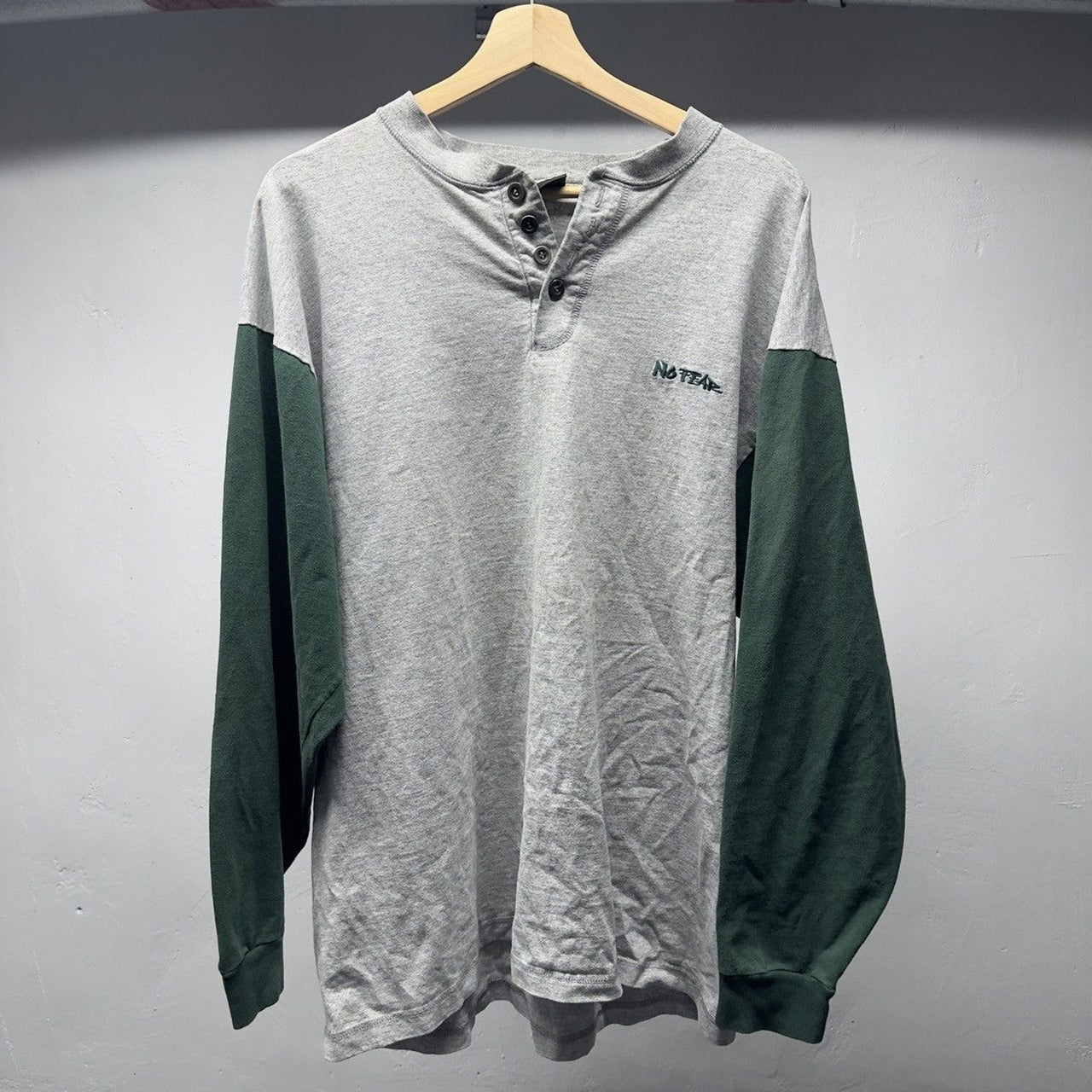 1990s No Fear Faded Henley Longsleeve Shirt