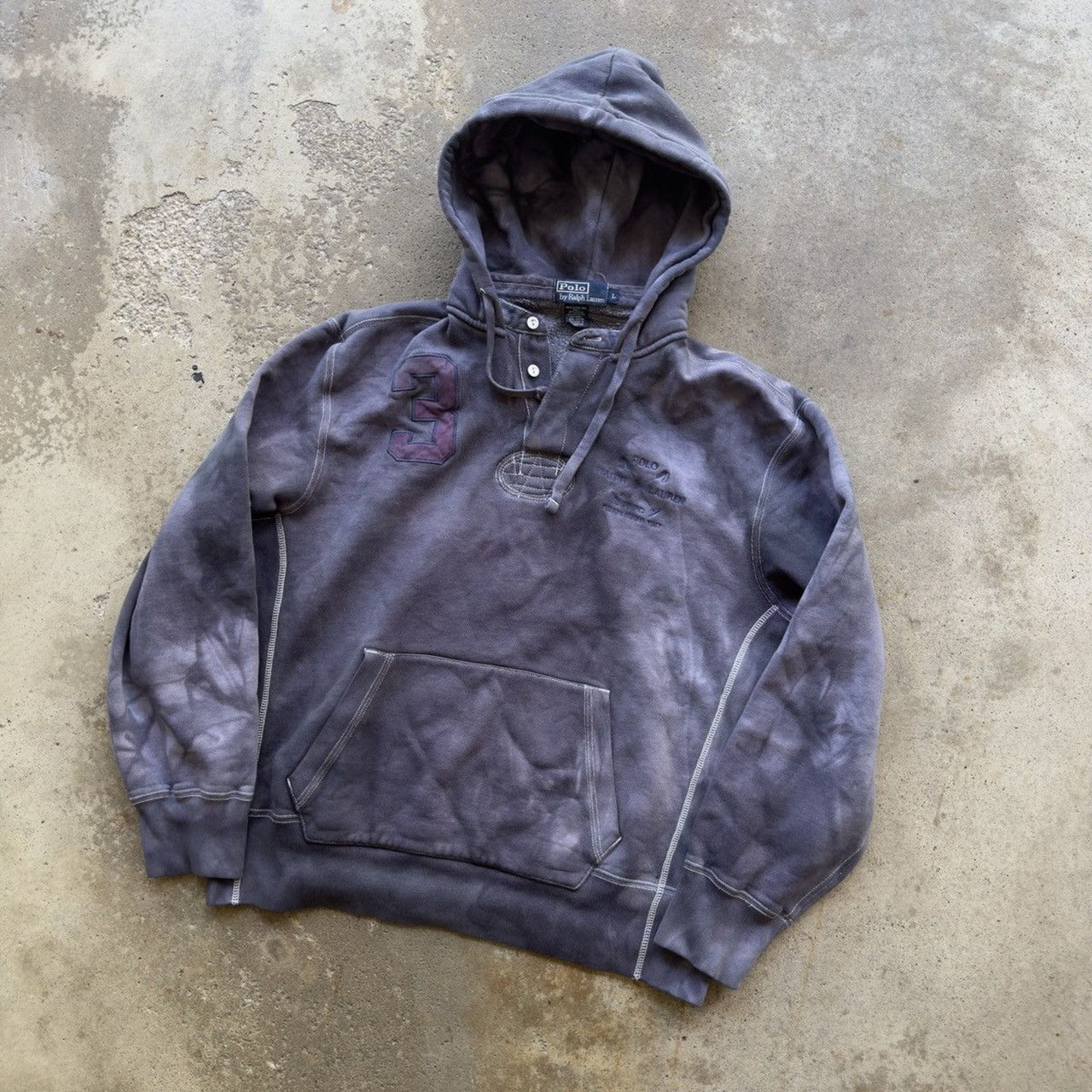 SUDADERA CON CAPUCHA HENLEY TEÑIDA DE POLO RALPH LAUREN DE LOS AÑOS 90 Y 2000