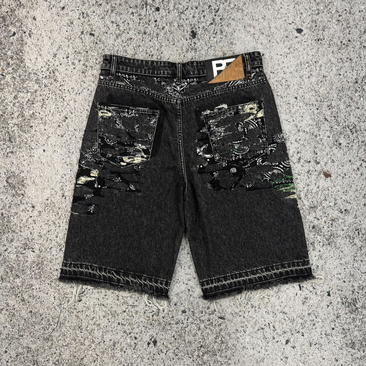 Baby Face Originals Double Knee Dice Denim Jean Shorts