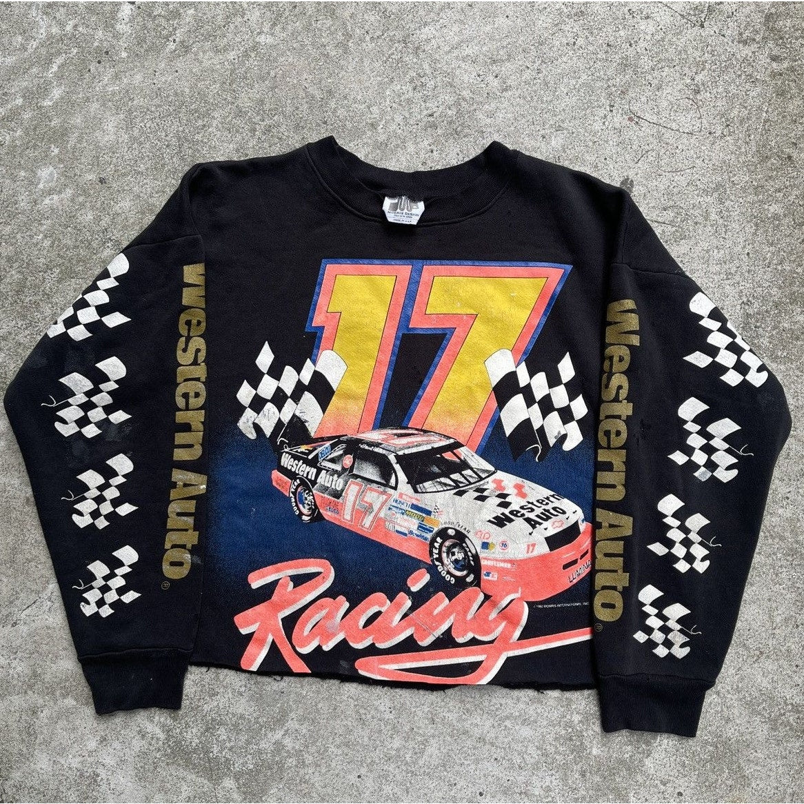 1990年代のスラッシュド オート レーシング スウェットシャツ