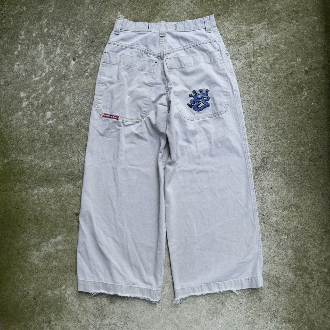 Pantalones vaqueros holgados de pierna ancha color caqui JNCO JEANS BLUE CROWN de los años 90