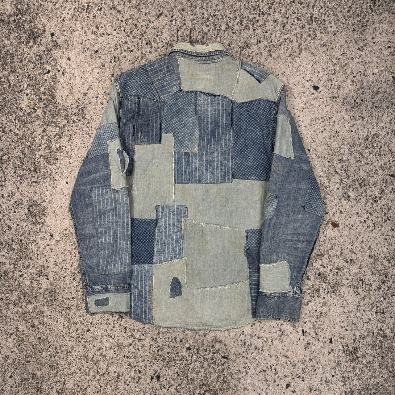 RRL Western Wear Denim Patchwork Repaired Shirt