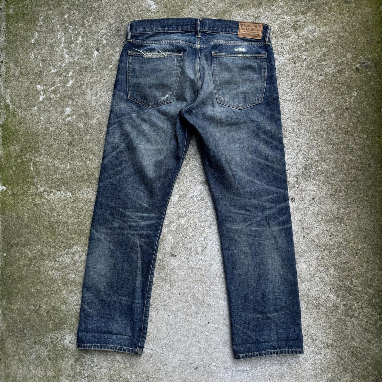 POLO RALPH LAUREN SELVEDGE DISTRESSED REPAIRED DENIM JEANS