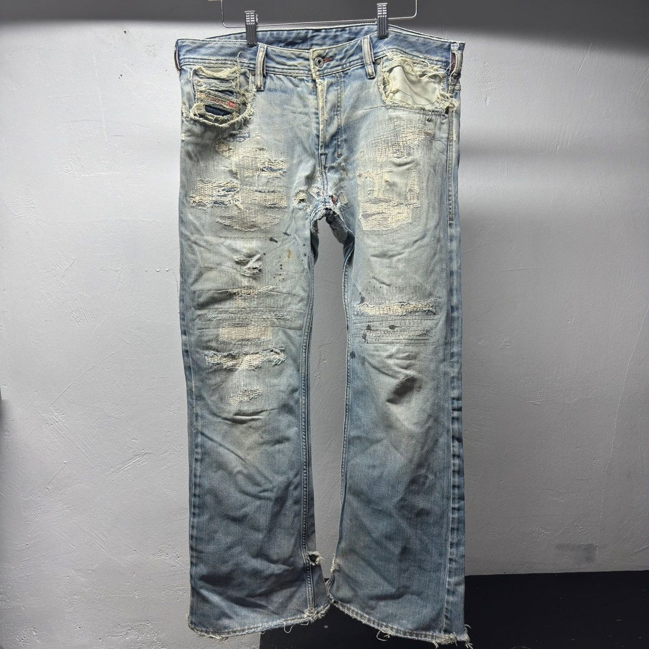 Diesel Thrashed Faded Distressed Repaired Jeans
