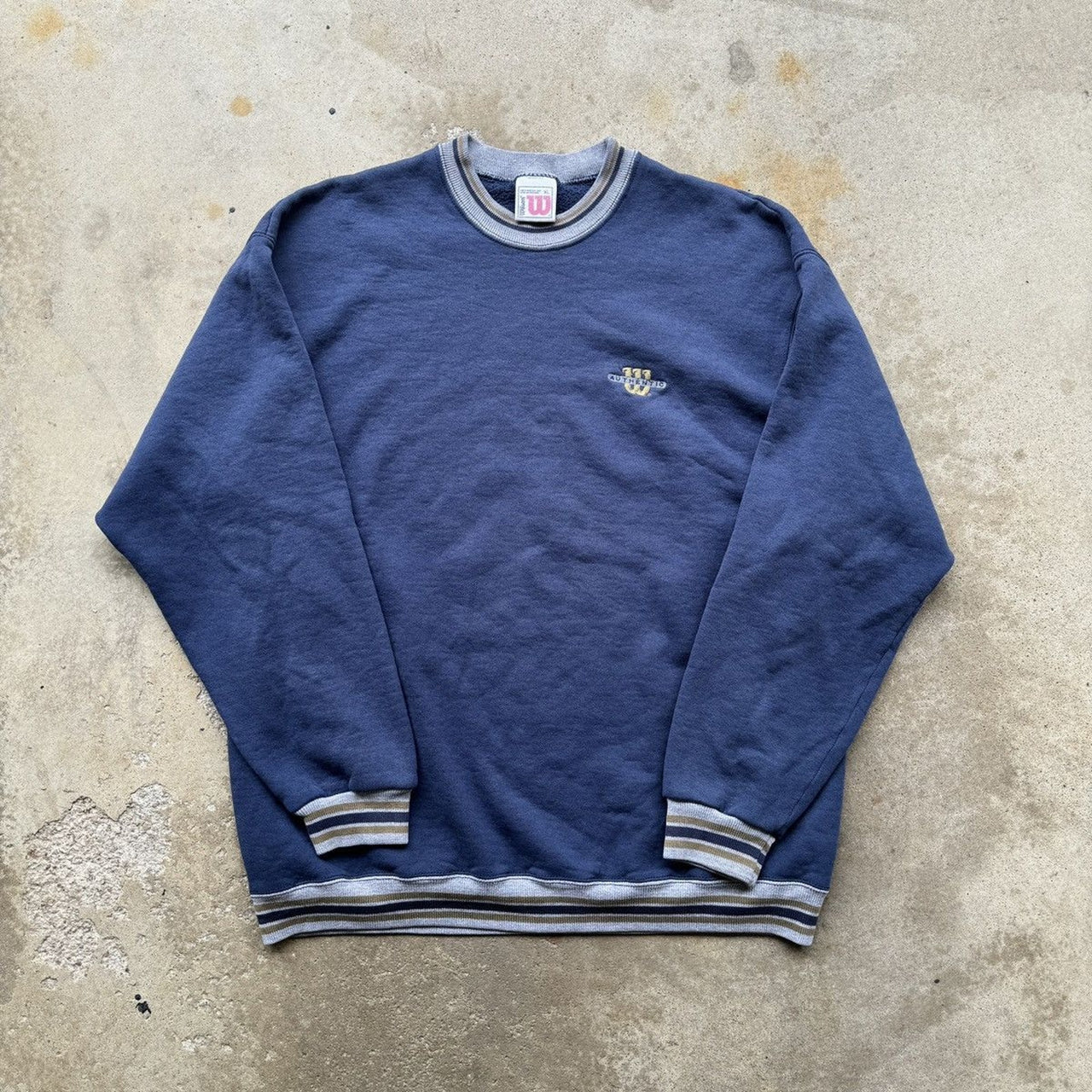 1990s WILSON ATHELTICS FADED BLUE LOGO CREWNECK