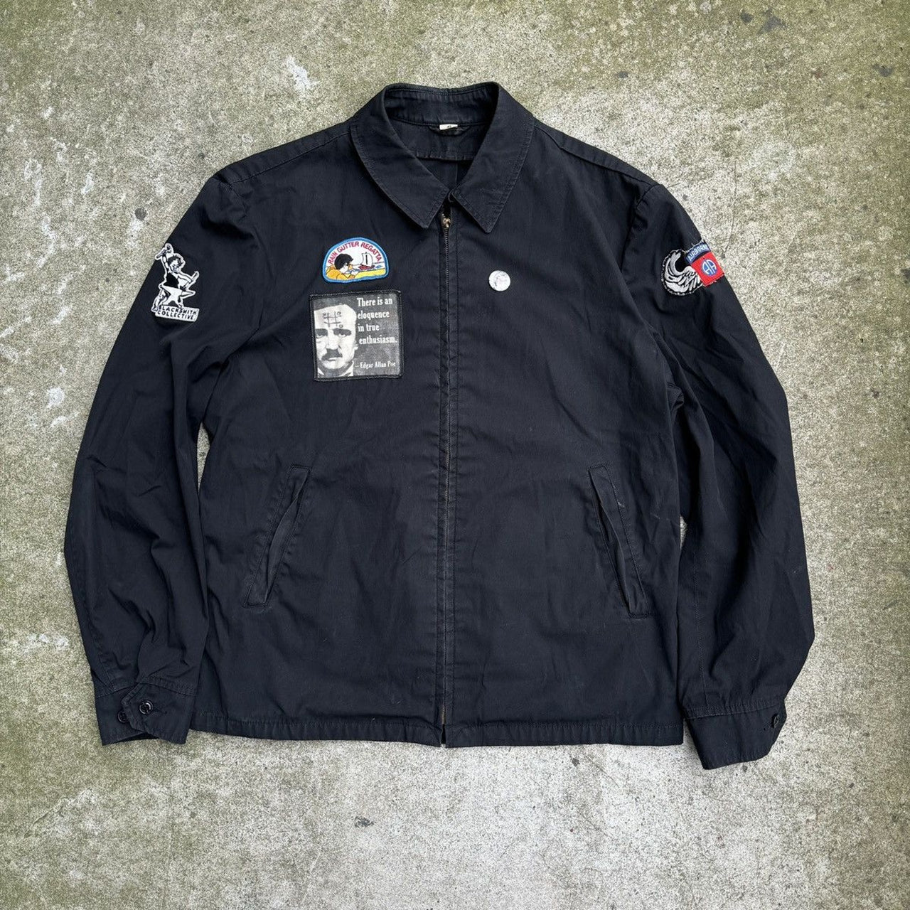 1980s Grunge Custom Patch Faded Work Jacket