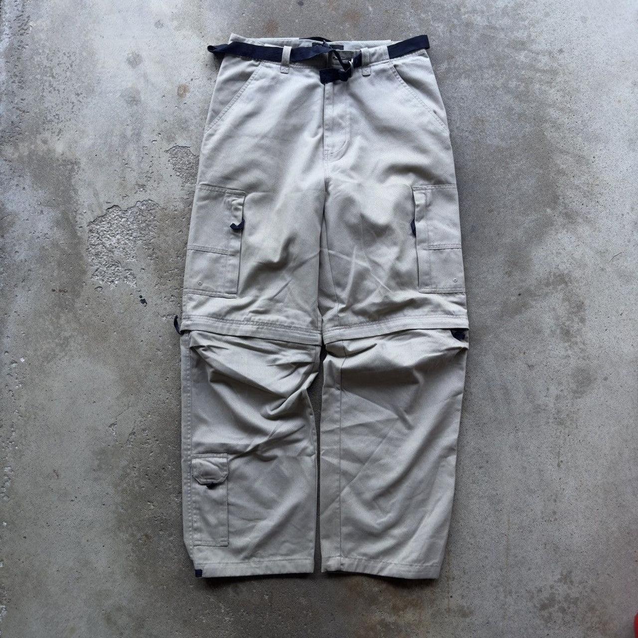 Pantalones cargo holgados de pernera ancha y desmontables con cremallera, estilo Y2K, años 2000