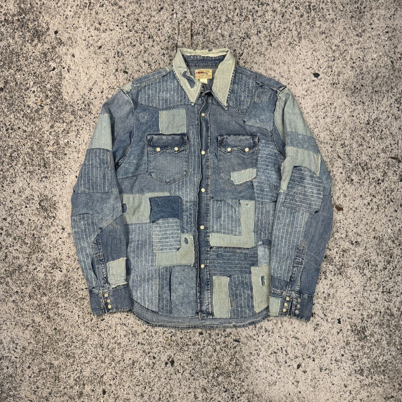 RRL Western Wear Denim Patchwork Repaired Shirt