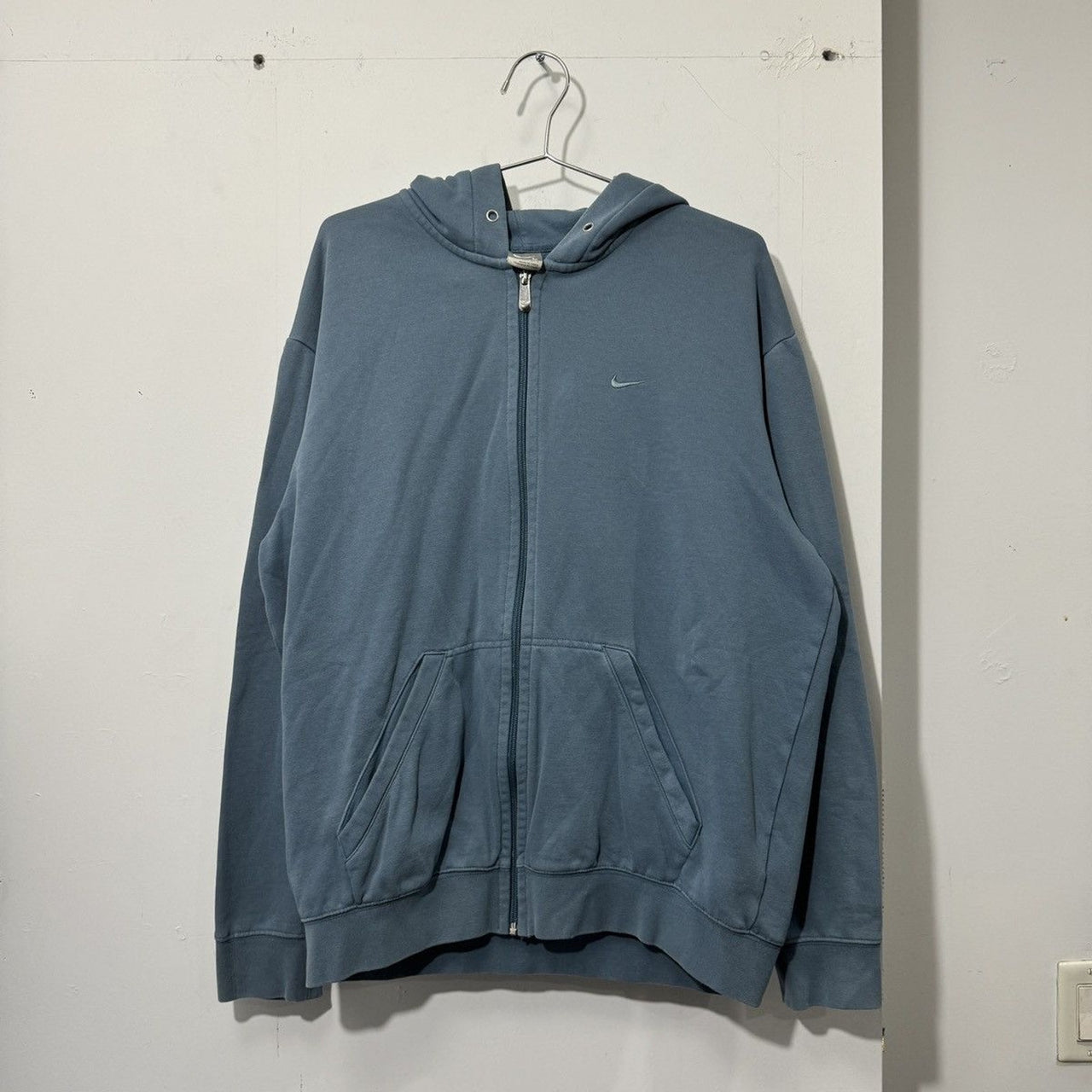 Sudadera con capucha y cremallera Nike Blue Tonal Mini SWOOSH de los años 2000