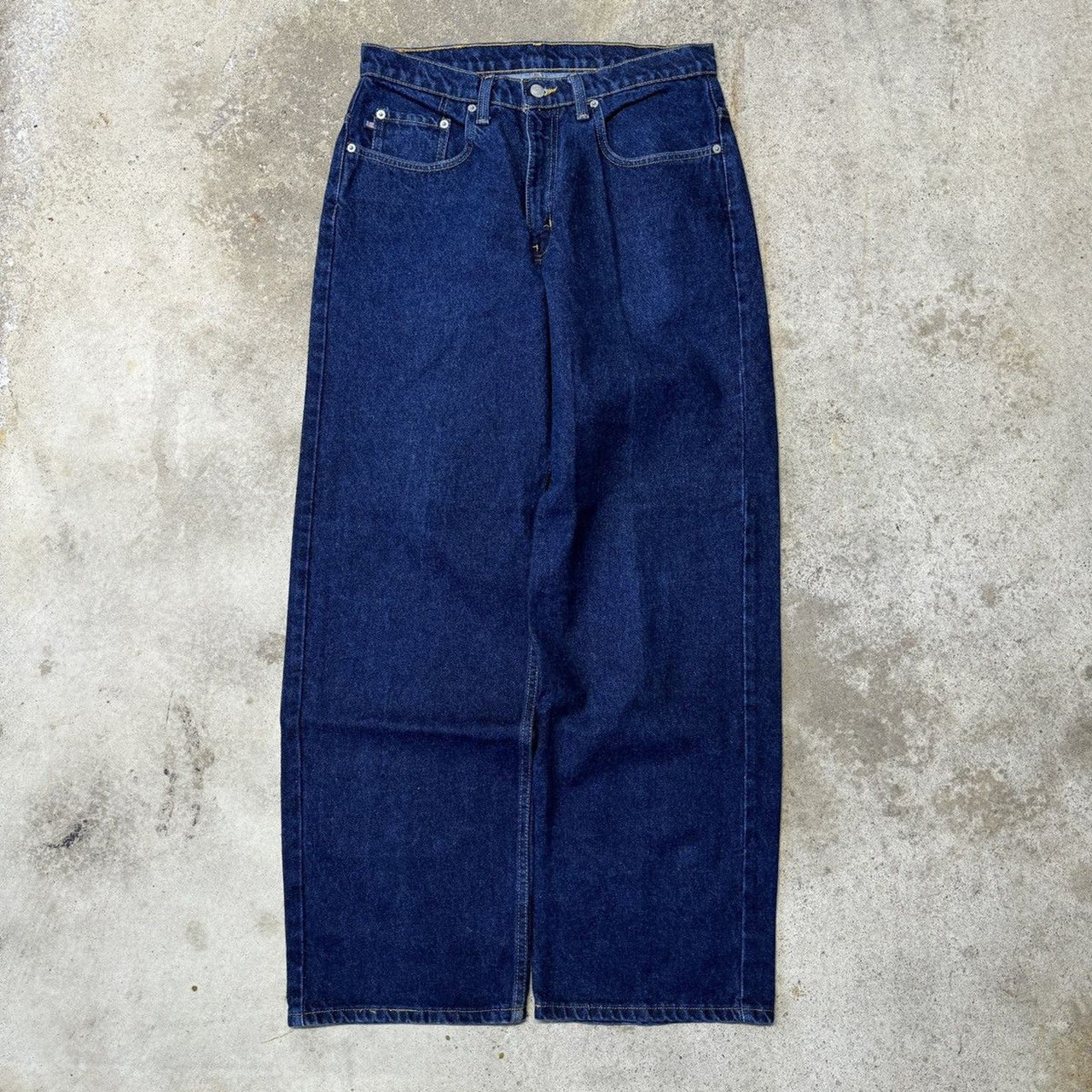 JEANS POLO RALPH LAUREN DE 2000, HOLANDA, DE PIERNA ANCHA Y HONDURA DE DENIM CON BANNER