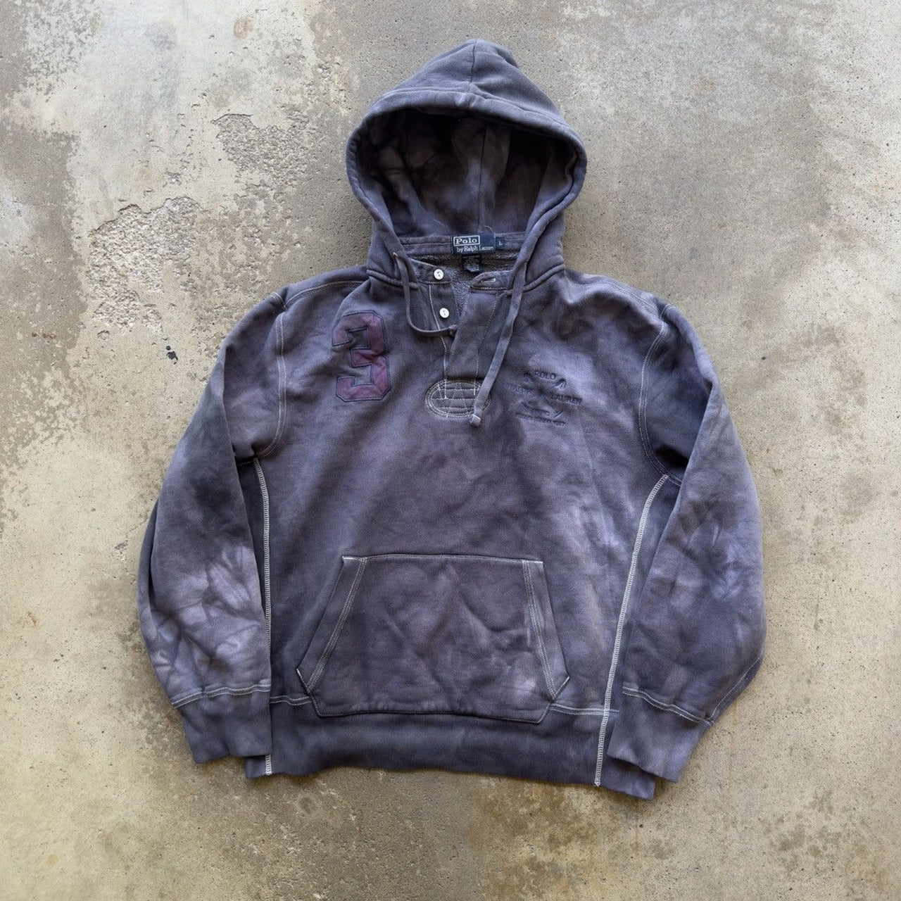 SUDADERA CON CAPUCHA HENLEY TEÑIDA DE POLO RALPH LAUREN DE LOS AÑOS 90 Y 2000