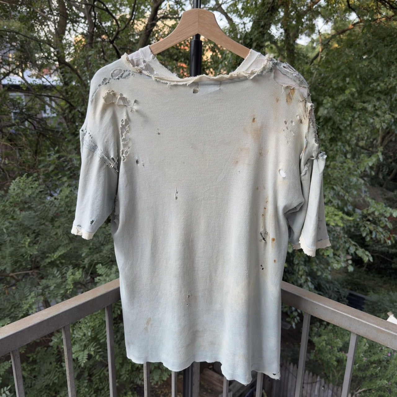 1940s Thrashed Faded Distressed Safety Pin Double Pocket Tee