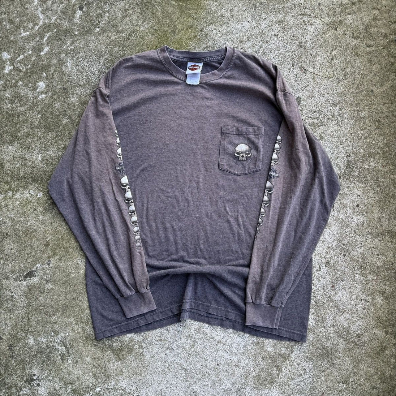 2000s Harley Davidson Faded Thrashed Skull Longsleeve