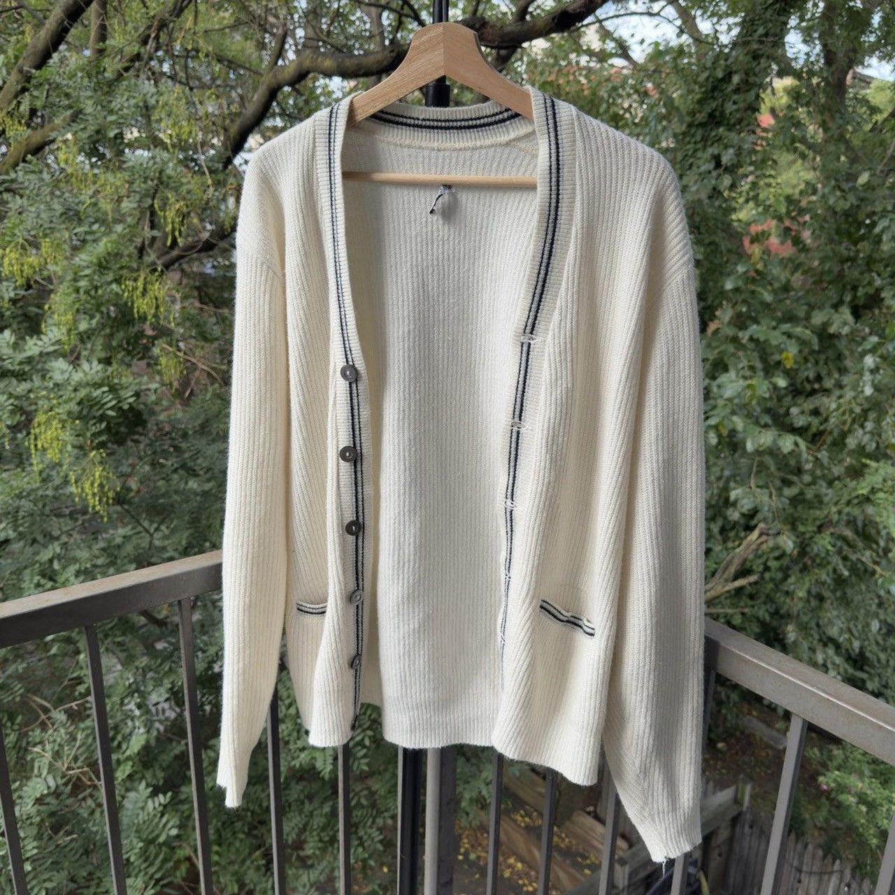 1960s Striped Acrylic Cardigan Sweater