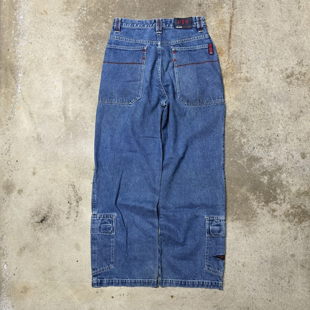 VINTAGE OTB BAGGY WIDE LEG CARGO DENIM SKATER JEANS