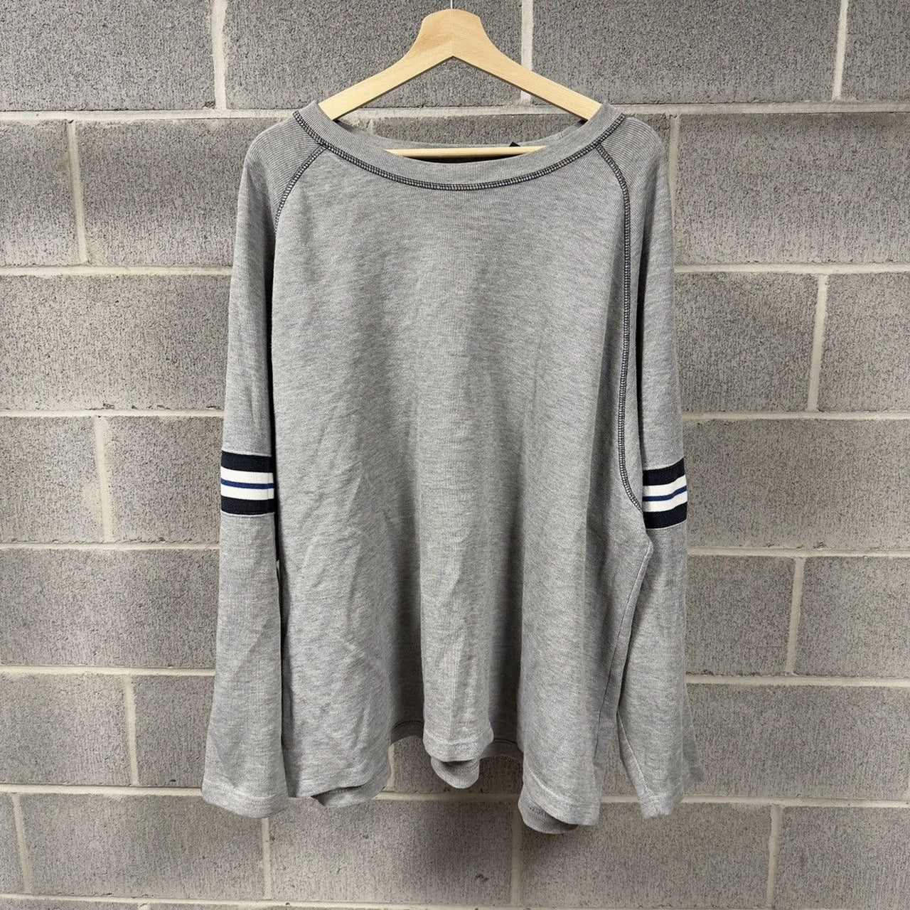 2000s Faded Wide Boxy Striped Raglan Longsleeve Shirt