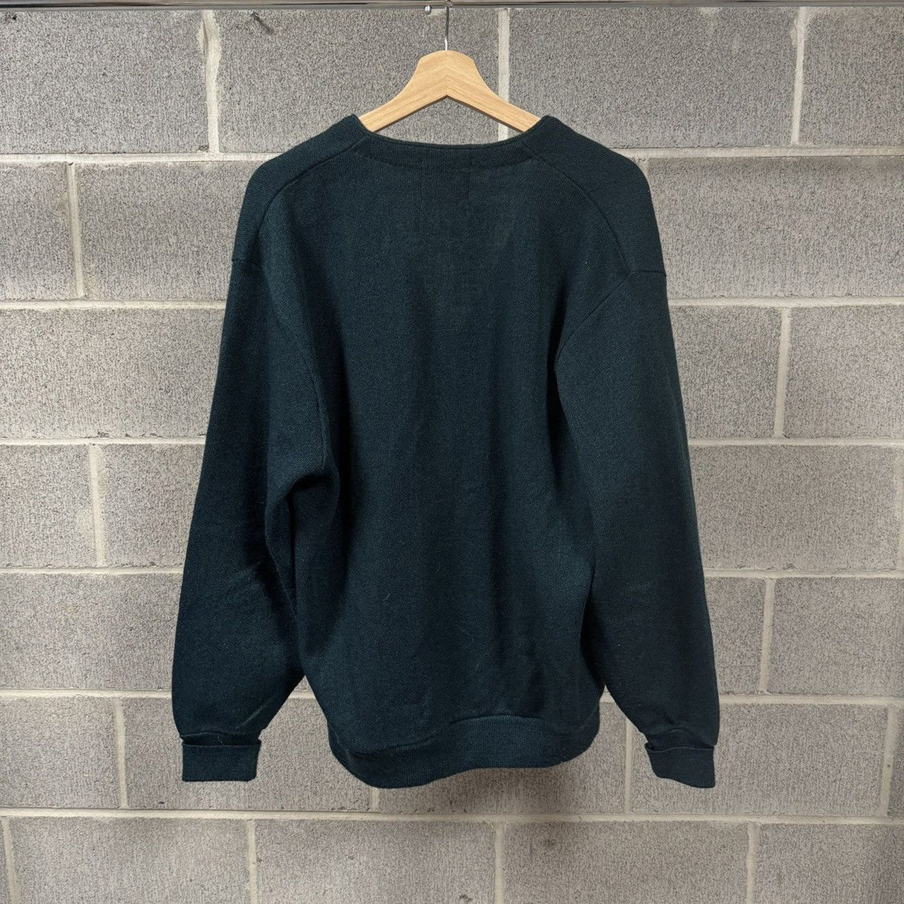 1990s Dark Green Blue Acrylic Cardigan Sweater