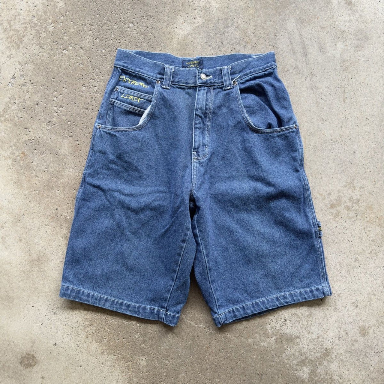 1990s 2000s Y2K Extreme Limit Baggy Denim Jean Shorts