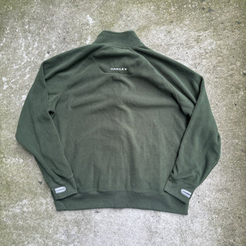 2000s OAKLEY GREEN ZIP UP PULLOVER FLEECE