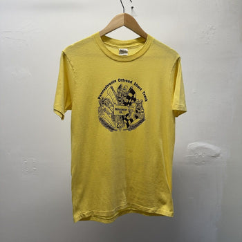 Vintage 1980s Faded Pale Yellow Short Track Racing Tee