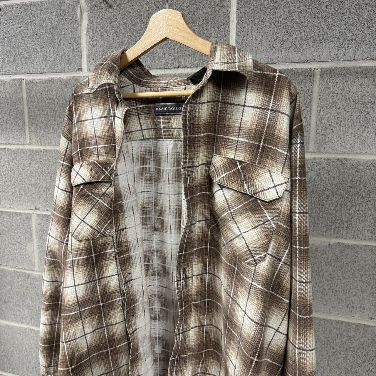 1990s Faded Brown Plaid Grunge Flannel Shirt