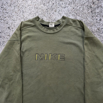 Sudadera Nike de cuello redondo extragrande con logotipo descolorido de los años 90