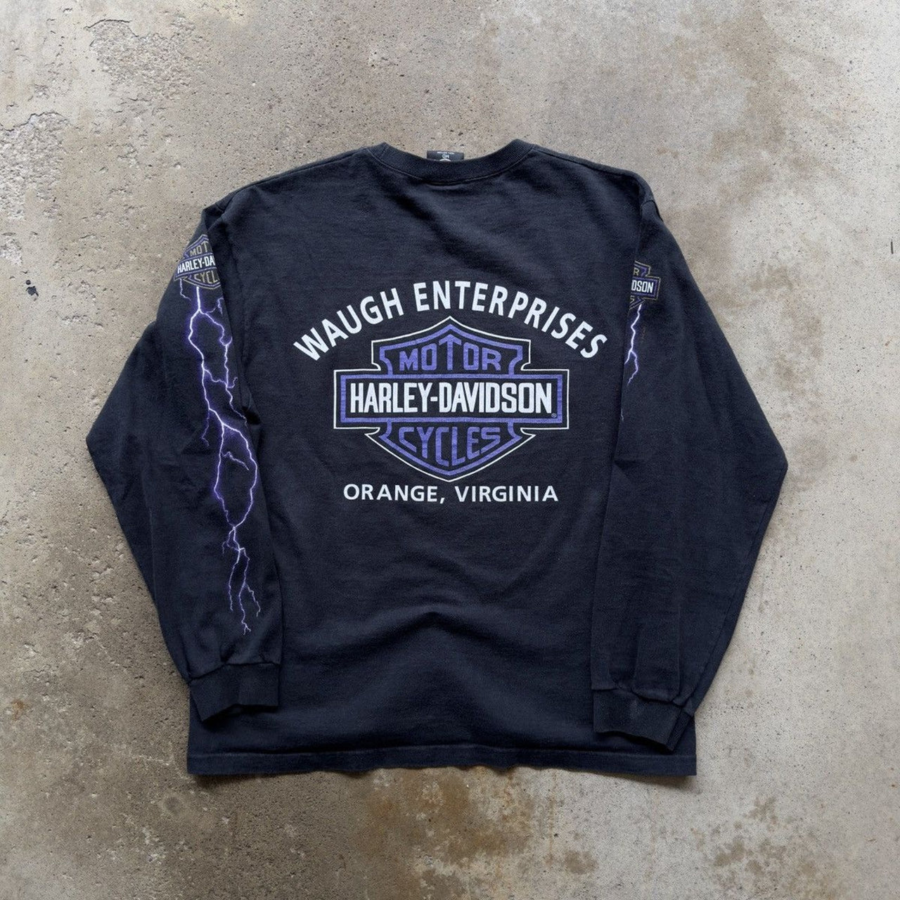 1990s HARLEY DAVIDSON LIGHTNING LOGO LONGSLEEVE TEE