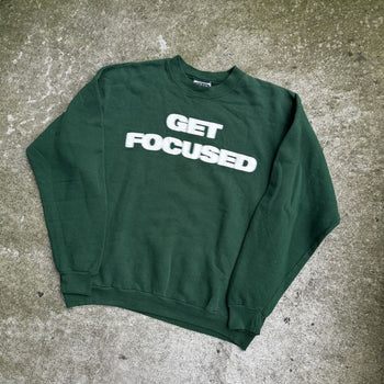 1990s GET FOCUSED BLURRY PRINT CREWNECK SWEATSHIRT