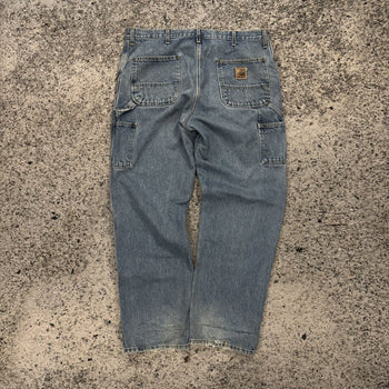 Pantalones vaqueros Carhartt de doble rodilla de la década de 1990, desgastados y desgastados