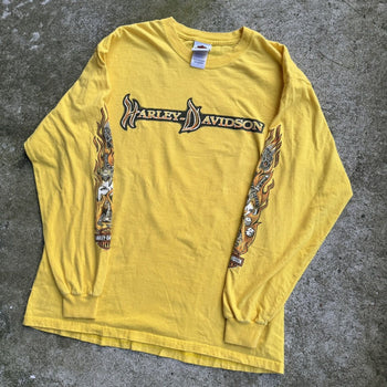 2000S HARLEY FLAME SPIDER SCORPION YELLOW LONGSLEEVE TEE