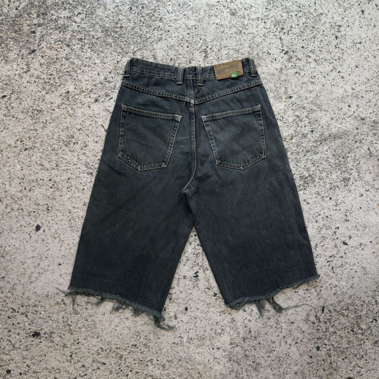 1990s Y2K Thrashed Faded Denim Skater Shorts