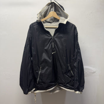 Vintage 2000s Nike Reversible Black Nylon Cotton Windbreaker Jacket