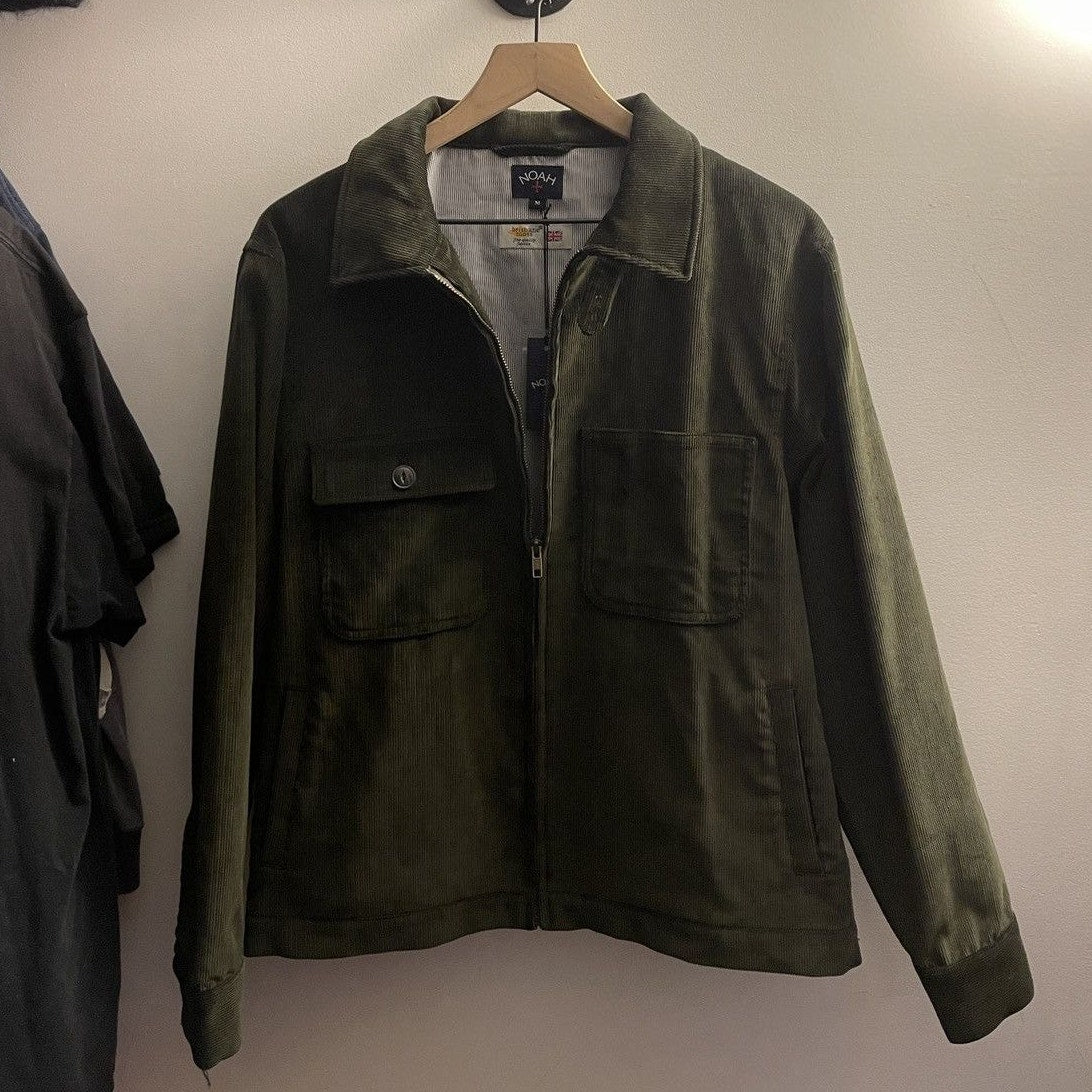 NOAH NYC CORDUROY DARK OLIVE ZIP UP TRUCKER JACKET