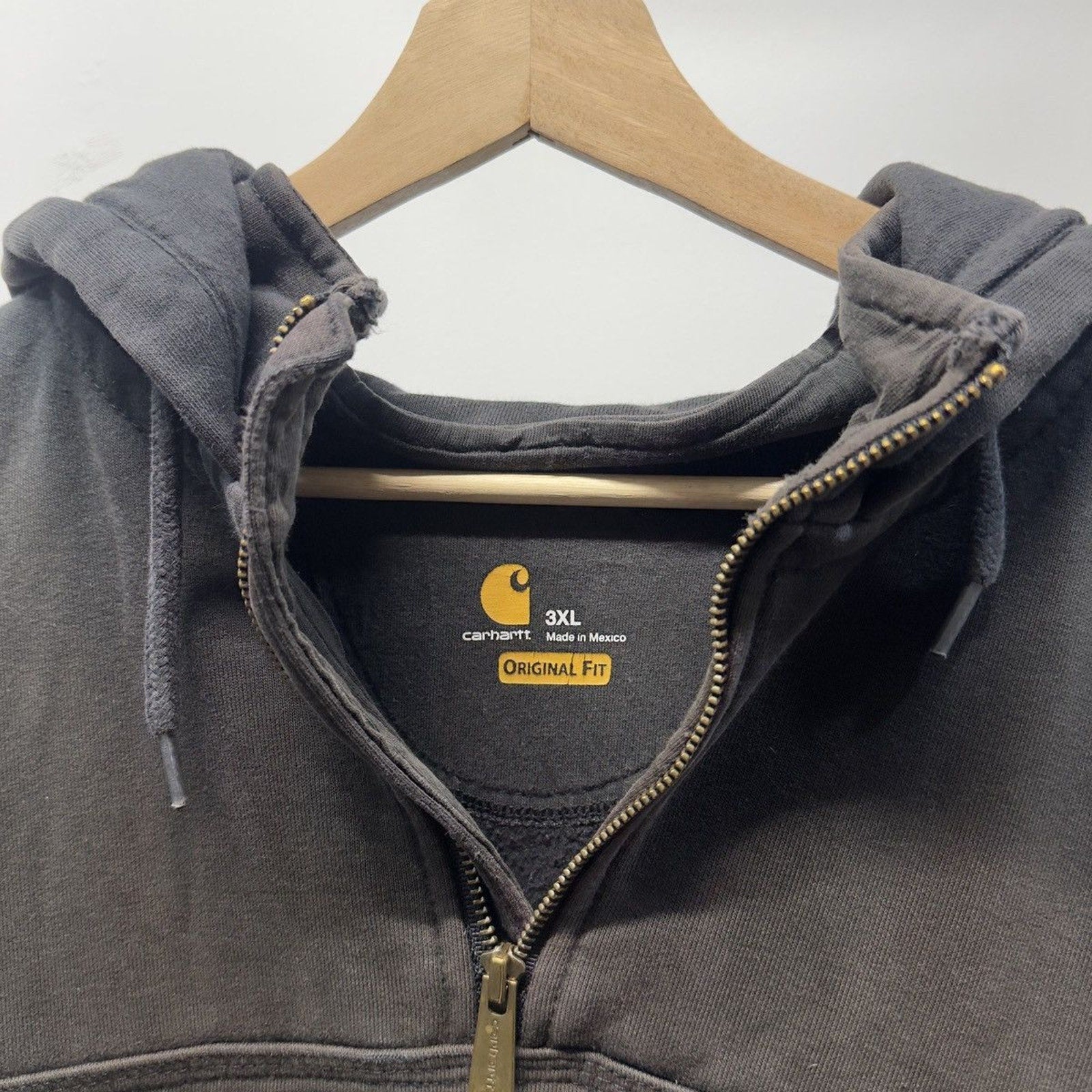Carhartt Thrashed Faded Distressed Zip Hoodie