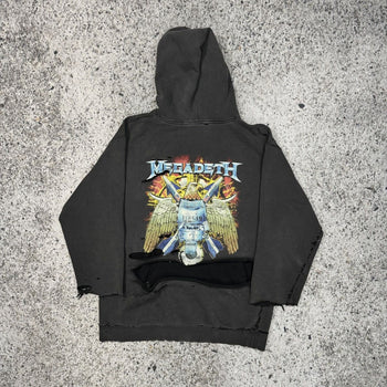 2000s MEGADETH THRASHED FADED METAL BAND HOODIE