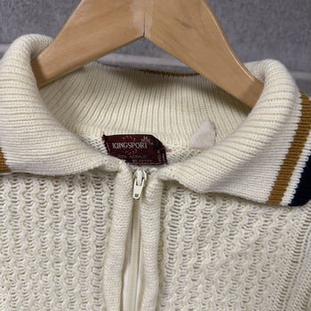1960s Acrylic Cable Knit Golf Zip Sweater