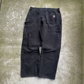 2000S CARHARTT THRASHED FADED BLACK DOUBLE KNEE PANTS