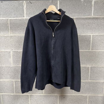 2000s Brandini Navy Blue Zip Ribbed Sweater
