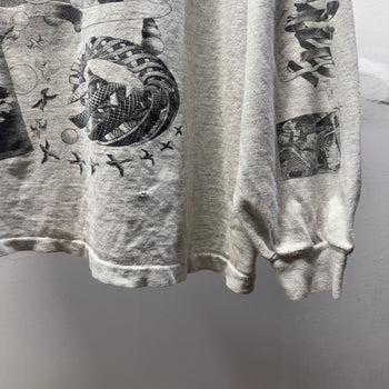 Vintage 1990s Made in USA M.C. Escher Faded Distressed Longsleeve Art Tee
