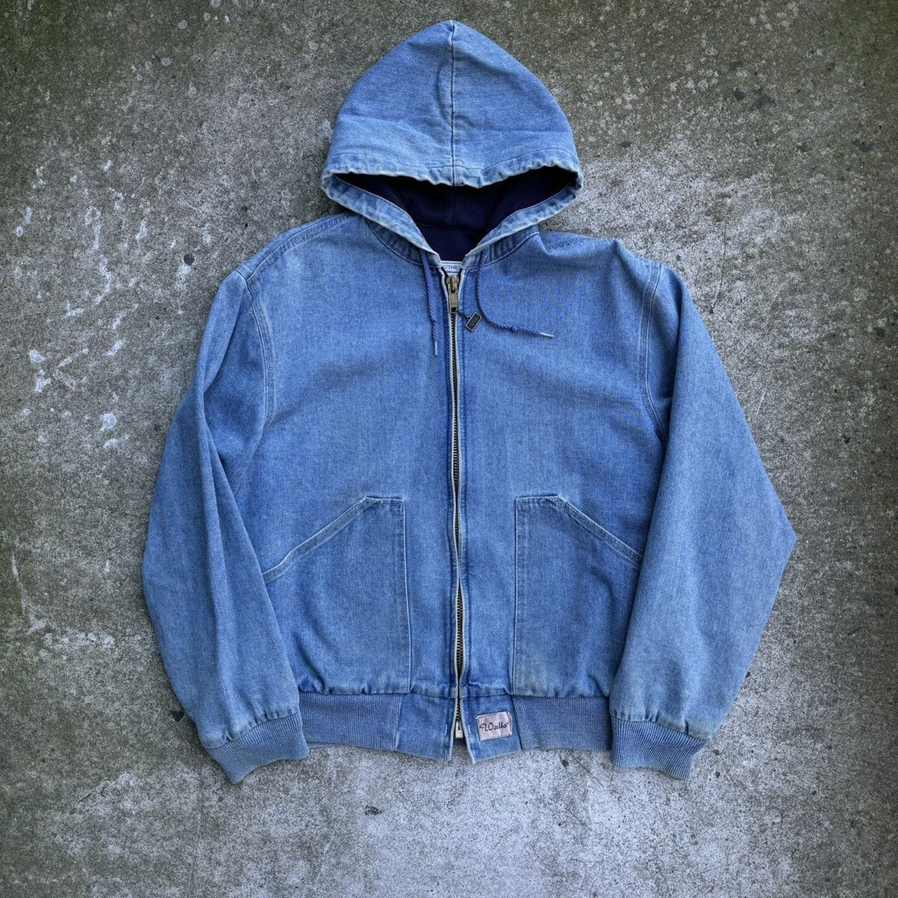 1990S WALLS THERMAL LINED RAGLAN CUT HOODED DENIM ZIP UP JACKET