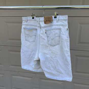 1990s Levi's 550 Orange Tab Light Wash Faded Denim Shorts