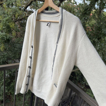 1960s Striped Acrylic Cardigan Sweater